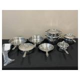Lot of All-Clad, Pampered Chef, and Kirkland Signature Cookware