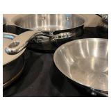 Lot of All-Clad, Pampered Chef, and Kirkland Signature Cookware