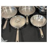 Lot of All-Clad, Pampered Chef, and Kirkland Signature Cookware