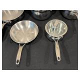 Lot of All-Clad, Pampered Chef, and Kirkland Signature Cookware