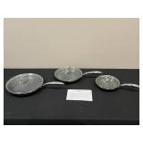 HexClad Hybrid Cookware 3-Piece Set with Glass Lids