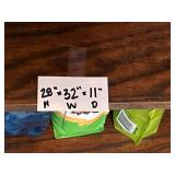 Wood Bookshelf with Cookbooks and Gardening Supplies