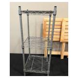 Lot of 3 Metal Wire Shelving Unit & Wooden Folding Tables