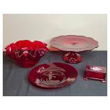 Collection of Vintage Ruby Red Glassware
