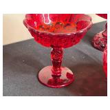 Set of 3 Vintage Ruby Red Glass Compote Bowls