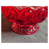 Set of 3 Vintage Ruby Red Glass Compote Bowls