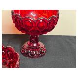 Set of 3 Vintage Ruby Red Glass Compote Bowls