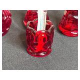 Lot of Red Glass Salt and Pepper Shakers and Accessories