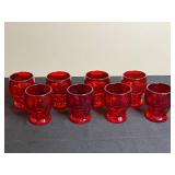 Set of 8 Vintage Red Glass Tumblers