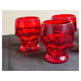 Set of 8 Vintage Red Glass Tumblers