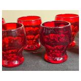 Set of 8 Vintage Red Glass Tumblers