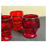 Set of 8 Vintage Red Glass Tumblers