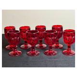 Set of 8 Ruby Red Glass Goblets
