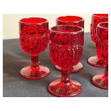 Set of 8 Ruby Red Glass Goblets