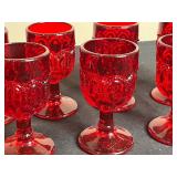 Set of 8 Ruby Red Glass Goblets