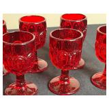 Set of 8 Ruby Red Glass Goblets