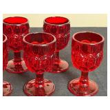 Set of 8 Ruby Red Glass Goblets