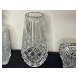 Collection of Crystal Glassware Including Decanters, Vases, and Pitchers