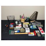 Assorted Office Supplies Lot with Rolling Ruler, Desk Organizers, and More