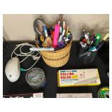 Assorted Office Supplies Lot with Rolling Ruler, Desk Organizers, and More
