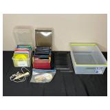 Lot of Vintage 3.5" Floppy Disks with Plastic Storage Containers and Accessories