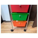 Multi-Color Rolling Storage Cart with 5 Drawers