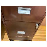 Brown 2-Drawer Filing Cabinet with Casters and Hanging Folders