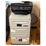 HP OfficeJet 5745 Printer (untested) with 3-Drawer Metal Filing Cabinet