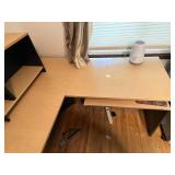 L-Shaped Wood Office Desk with Hutch