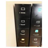 Lot of Two Four-Drawer Black Filing Cabinets