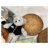 Basket with Assorted Yarn, Stuffed Animals, and Accessories