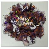 Halloween Wreath |  Lighted Happy Halloween Wreath  - Homemade