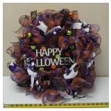 Halloween Wreath |  Lighted Happy Halloween Wreath  - Homemade