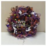 Halloween Wreath |  Lighted Happy Halloween Wreath  - Homemade