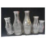 Vintage glass bottle lot, milk bottles