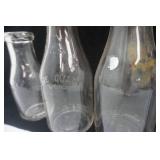 Vintage glass bottle lot, milk bottles