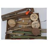 Vintage winter fishing jigs and tips ups