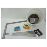 28" Stanley hand saw and nails and tools