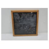 Battery clock with deer etching