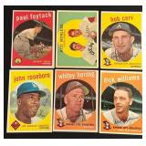 1959 Topps Baseball 6 Card Lot w/ stars - Whitey Herzog, Robin Roberts and More Vintage Baseball Cards