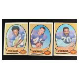 Minnesota Vikings 1970 Topps 3 Card Vitage Football Star Lot - Jim Marshall, Dave Osborn, Carl Eller