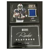Ty Warren Multi Relic Playbook /199 and Rookie Relic /299 - 2013 Rookie Playbook #32, numbered 100/199 and 2012 Black Football Onyx #31 numbered 132/299 Rookie Football Cards
