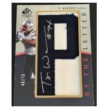 Ty Warren Auto Letter Relic /70 2007 NFL SP Authentic By The Letter #BTL-TW, numbered 40/70, Signed Football Card