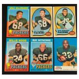 Green Bay Packers 6 Card 1969-1971 Topps Vintage Football Card Lot