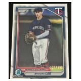 Brooks Lee Blue Refractor /499 2024 Bowman Chrome #BC-143, numbered 125/499, Minnesota Twins Baseball Card