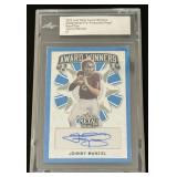 Johnny Manziel 1/1 Auto Pre-Priduction Proof 2022 Leaf Metal Award Winners Wave Blue Football Card