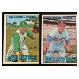 1967 Topps 2 Card Vintage HOF Stars Lot - Jim Hunter and Phil Niekro