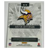 Justin Jefferson RC RPA - Auto /50 Relic - 2020 Illusions First Impressions #118 - Numbered 14/50 with Beautiful Signature - Rookie Minnesota Vikings Football Card