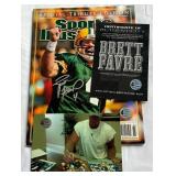 Brett Favre Signed Sports Illustrated with Favre COA and Photo - Green Back Packers Football