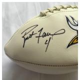 Brett Favre Signed Minnesota Vikings Football with Favre COA and Custom Case